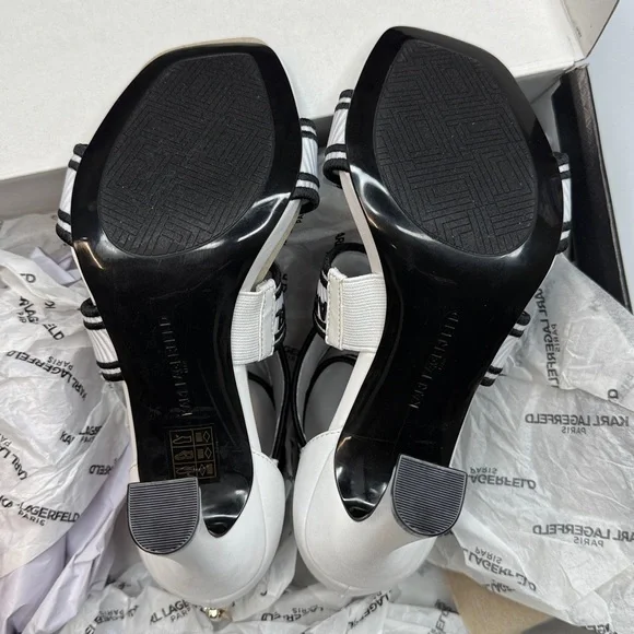 KARL LAGERFELD PARIS Women's Careliz Strappy Sandals- Size 7.5- Bright White - Picture 12 of 12